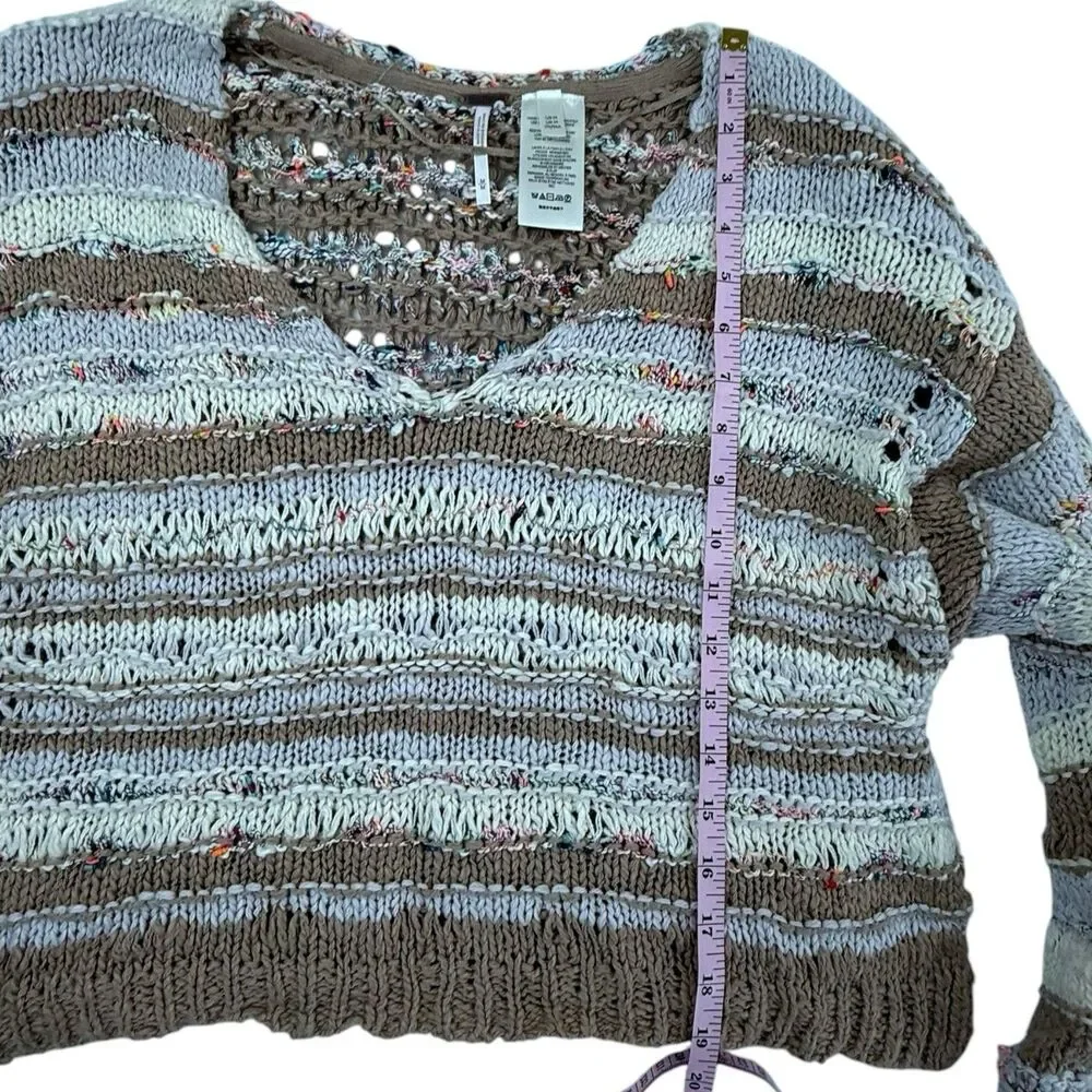 Free People Lake Life Pullover Sweater in Sunset Sand Medium Chunky Cropped Boho